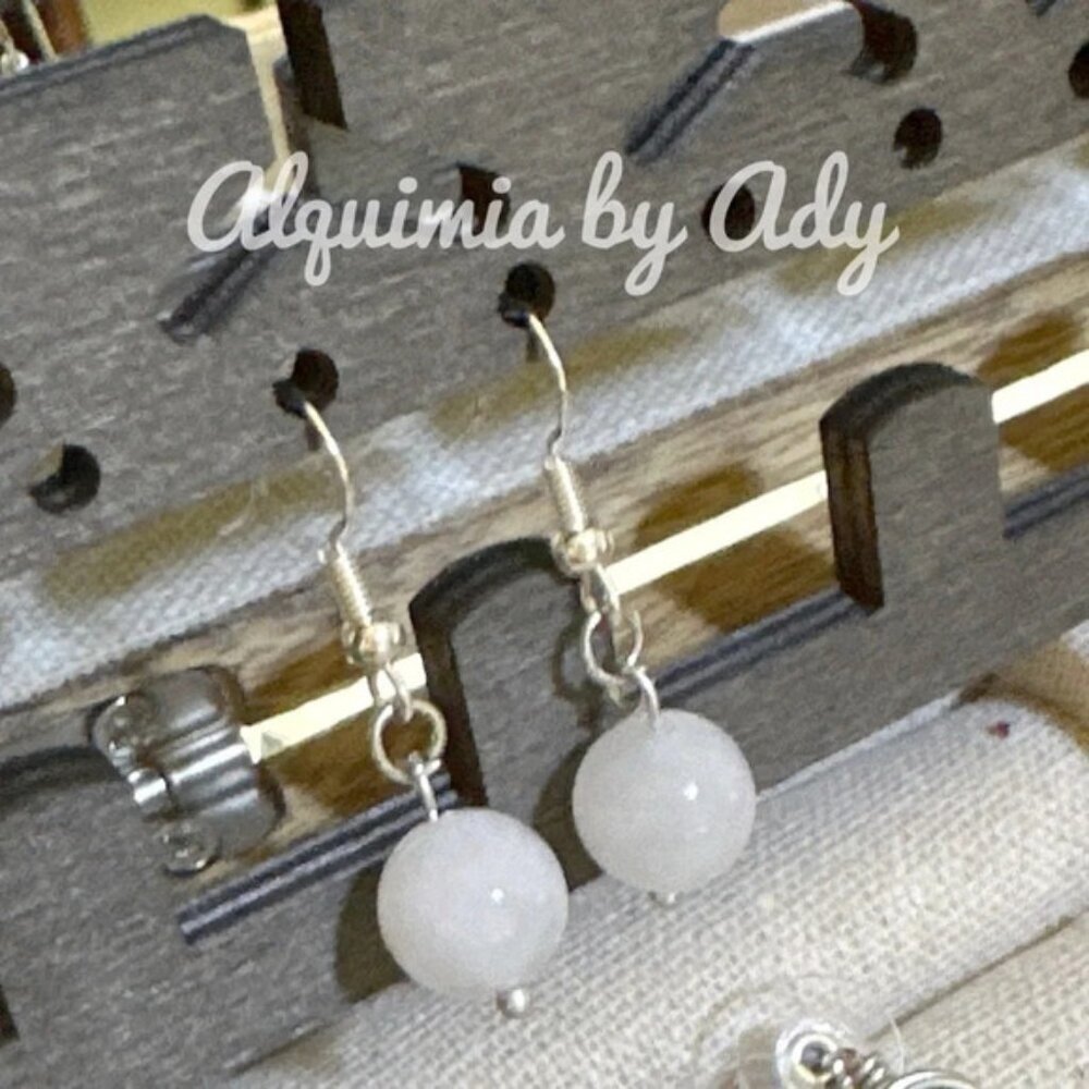 Simple white jade bohemian earrings